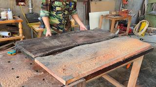 40 Year Old Carpenter // Processing Poles In Natural Red Wood Panels To Design A Tea Table Set