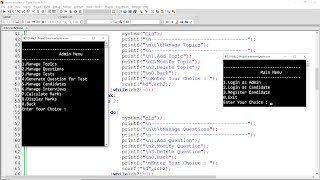 Interview Analysis System - Desktop Application in C - (Part-2 Creation of Menu and Submenus)