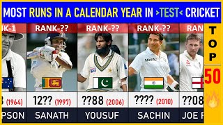 Most Runs In A Calendar Year In TEST Cricket : TOP 50 | Cricket List | TEST