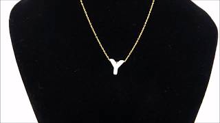 Vera Perla 18K Gold  Y Letter  Mother of Pearl Necklace