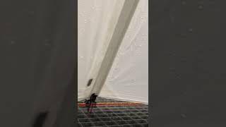 Inside the Decathlon Forclaz MT 900 backpacking tent during a rain test