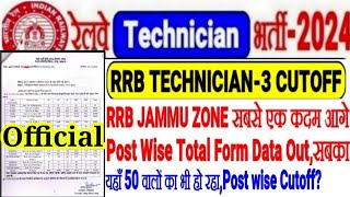 RRB TECHNICIAN-3 CUTOFF,JAMMU ZONE सबसे एक कदम आगे POSTWISE TOTAL FORM OUT,50 वालो का भी,CUTOFF देखो