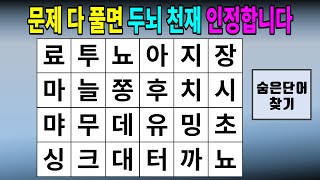 문제 다 풀면 두뇌 천재 인정합니다 [숨은단어찾기,치매예방퀴즈,치매테스트,치매예방활동,단어퀴즈]