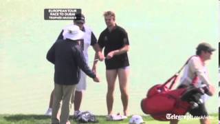 Golfer takes off trousers to take putt