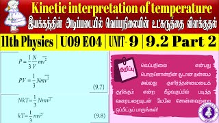 11th PHYSICS U09E04｜UNIT 9｜9.2 Part 2 ｜ 9.2.2 இயக்கத்தின் வெப்பநிலையின் உட்கருத்தை விளக்குதல்