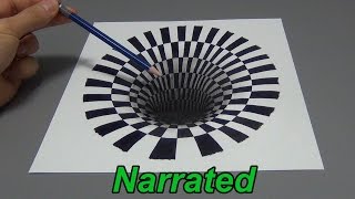 How To Draw A 3D Hole - Anamorphic Illusion (Narrated)