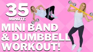 35 Minute Mini Band And Dumbbell Workout | Compound Workout | Tracy Steen