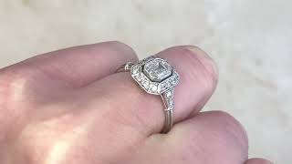 0.71ct Emerald Cut With Old European Cut Bezels Diamond Engagement Ring - Tivoli Ring - Hand Video