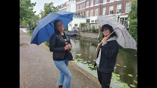 Walking in The Hague centre, The Netherlands with Jeannine and Lili.