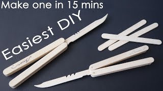 EASIEST way to make popsicle stick butterfly knife - DIY 2018