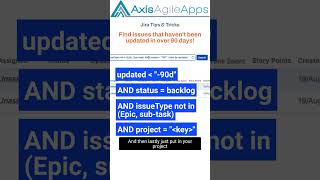JQL: Find Product Backlog items not updated in over 90 days #shorts