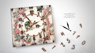 Decoupade # Clock with birds #pentartofficial #pentart #stamperia  #itdcollection  # DIY tutorial...