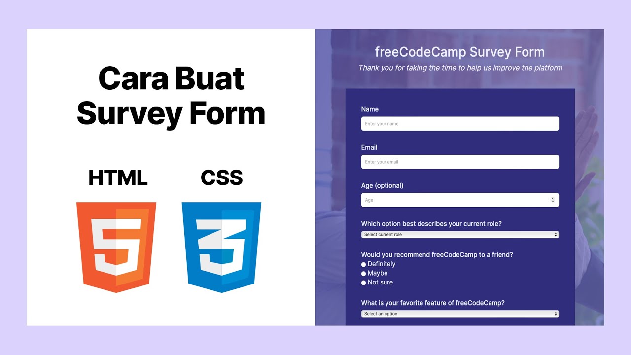 Jom Belajar HTML & CSS | Survey Form #FreeCodeCamp - YouTube