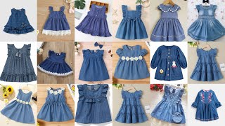 100+ Top Blue 💙 color denim frock designs/Latest frocks designs for baby girls/Baby frocks designs