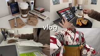 (ENG)[vlog] days in my life |大学4年生の春休み| studying | cooking | wearing Hakama | starbucks | 自炊 | スタバ