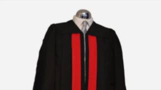 FINELY DETAILED FLAT PLEAT ACADEMIC GOWN WITH FACINGS BLACK