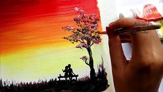 Romantic Evening | Simple & Easy Beginner Painting Tutorial | Acrylic Painting for Beginners
