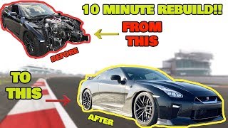Rebuilding a WRECKED Salvage 2017 Nissan GTR in 10 Minutes! like THROTL