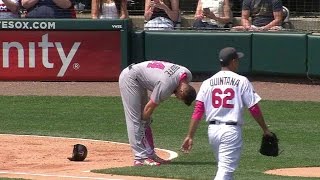 MIN@CWS: Plouffe injured after striking out