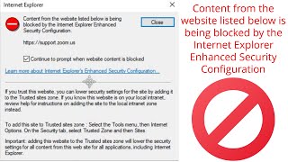 Windows Server - Content from the website listed below is being blocked by the IE Enhanced Security