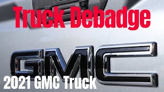 Truck Debadging: 2021 GMC red and chrome logo swap