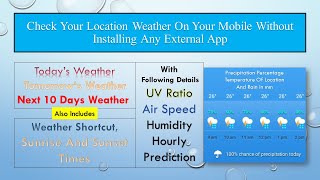 Check Daily and Hourly Weather Forecast of any Location, with Sunrise and Sunset Times,