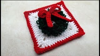 HOW TO CROCHET - CHRISTMAS WREATH GRANNY SQUARE  | BAGODAY CROCHET | Crochet Tutorial #441