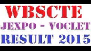 WBSCTE JEXPO Result 2015, VOCLET Result Counselling Cut Off Marks