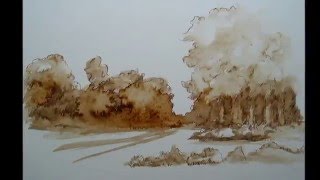 landschap in bisterinkt |  landscape in ink by Nicole Henderiks