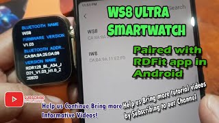 WS8 Ultra Smartwatch Paired with RDFit app in Android