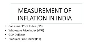 Measurement Of Inflation In India, CPI, WPI, GDP Deflator and PPI.