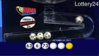 2017 10 20 Mega Millions Numbers and draw results