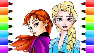 FROZEN 2 Coloring Book | How to Draw ANNA & ELSA (Step by Step) - Awesome Drawings for Kids!