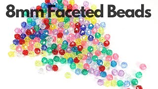 8mm Acrylic Faceted Beads Multi Colored Bulk