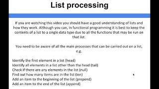 Functional Programming - List processing