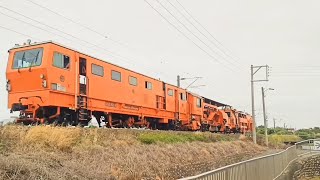 [軌道工程車輛迴送]奧地利製大型砸道機\u0026軌道動態穩定車追分北通過//軌道路線養護機械//TRA Tamping Machine