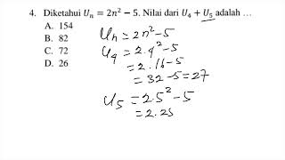 Diketahui Un=2n-5, nilai U4+U5