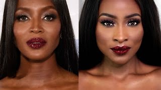 NAOMI CAMPBELL VMA 2016 INSPIRED LOOK | PAT McGRATH GLITTER LIPS DUPE