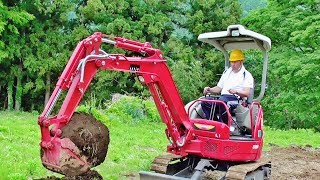 パワーショベル体験｜男3人組｜穴掘り～走行～実技模擬テスト｜3 Men tried operating excavator