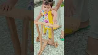 #cutebaby First step in wooden baby walker #wooden #shortsfeed #ayezamybabyworld #viral #trending