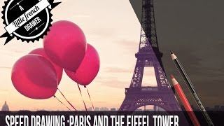 Speed drawing Paris and the Eiffel Tower-Polychromos Faber Castell