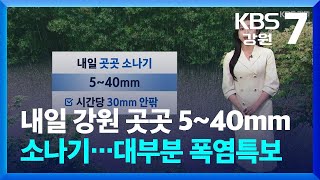 [날씨] 내일 강원 곳곳 5~40mm 소나기…대부분 폭염특보 / KBS  2024.07.24.