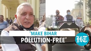 Watch: JDU MLCs reach Bihar Assembly in 'pollution-free' vintage car