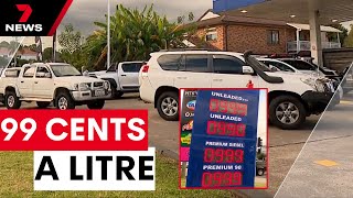 Drivers fill up for 99 cents a litre at Metro ﻿Petroleum Punchbowl servo | 7 News Australia