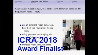 ICRA18 Finalist of Award Paper on Cognitive Robotics:  Negotiating with a robot: Analysis of Regu ..