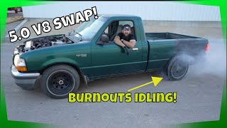 5.0 Ford Ranger First Drive! ( Does Burnouts Idling! ) Pt.8 $2500 Challenge