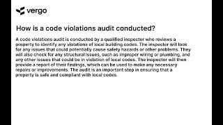 Conducting a Code Violations Audit