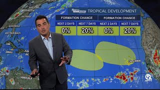 National Hurricane Center monitors 2 areas for development