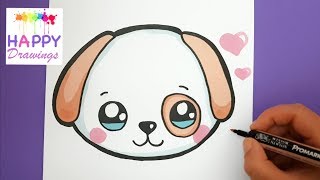 How To Draw and Color a Cute Puppy Emoji - EASY - HAPPY DRAWINGS