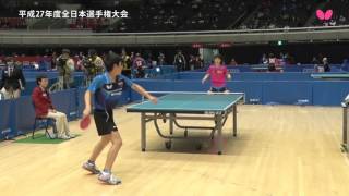 全日本卓球2016_ジュニア男子 準々決勝 張本智和 対 沼村斉弥